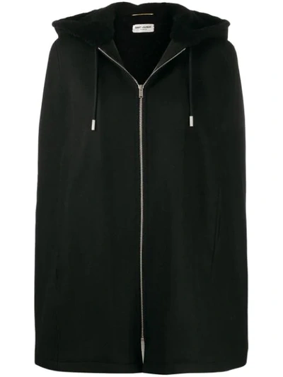 Saint Laurent Cape-style Hooded Jacket In Black