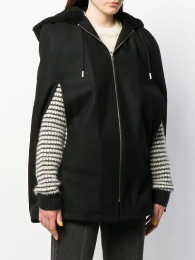 Saint Laurent Cape-style Hooded Jacket In Black
