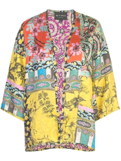 Shop Etro Printed Kimono Jacket In Multicolour