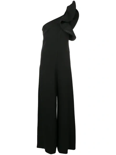 Shop Aniye By Asymmetric Ruffle Detail Jumpsuit In Black