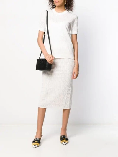 Shop Fendi Ff Motif Knit Skirt - White