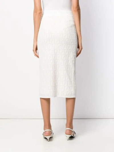 FENDI FF图案针织半身裙 - 白色