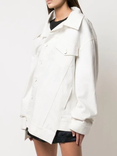 Shop Monse Oversized Twisted Denim Jacket In White