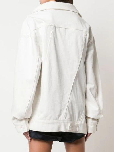Shop Monse Oversized Twisted Denim Jacket In White