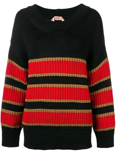 Shop N°21 Oversized Striped Sweater In Black