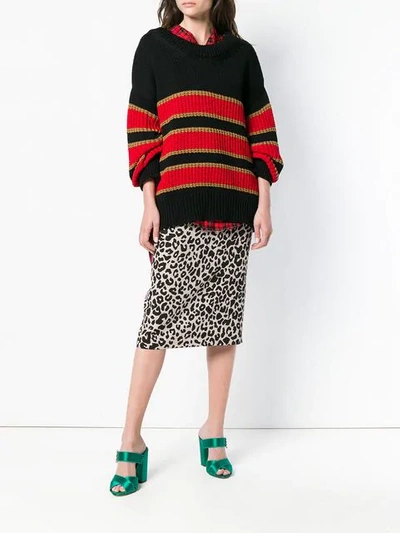 Shop N°21 Oversized Striped Sweater In Black