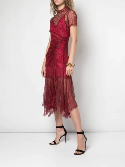 Shop Jonathan Simkhai Lace Slit Dress In Red