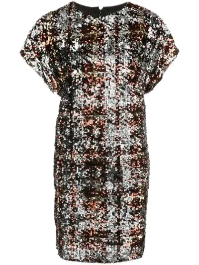 Shop Aidan Mattox Sequin Shift Dress In Brown