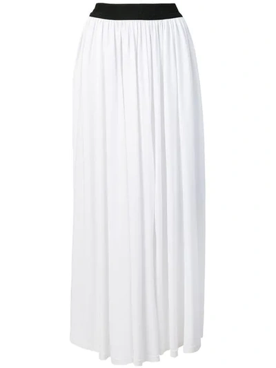 Shop Msgm Pleated Maxi Skirt In White