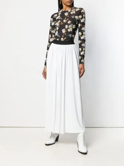Shop Msgm Pleated Maxi Skirt In White