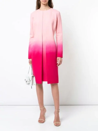 Shop Oscar De La Renta Ombré Slim-fit Collarless Coat - Pink