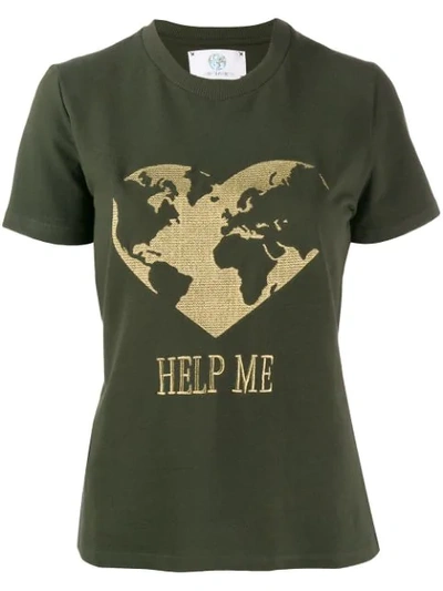 Shop Alberta Ferretti Help Me Embroidered T-shirt In Green