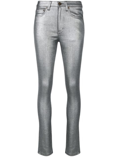 metallic jeans silver