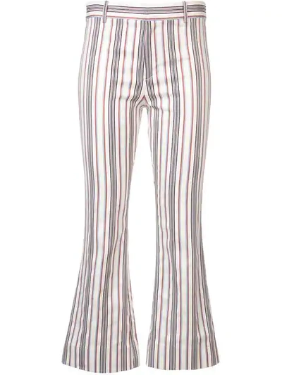 Shop Derek Lam 10 Crosby Striped Indigo Twill Cropped Flare Trouser In White