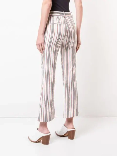 Shop Derek Lam 10 Crosby Striped Indigo Twill Cropped Flare Trouser In White