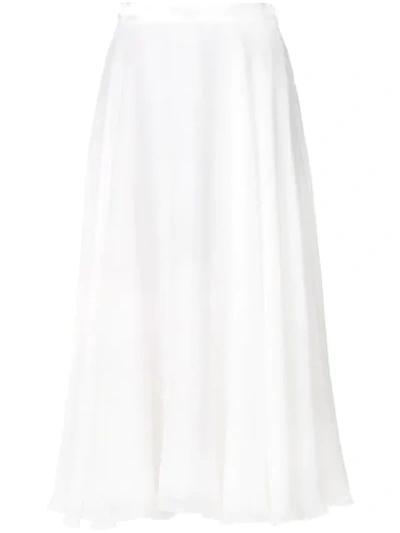Shop Lanvin Satin Trim Skirt In White