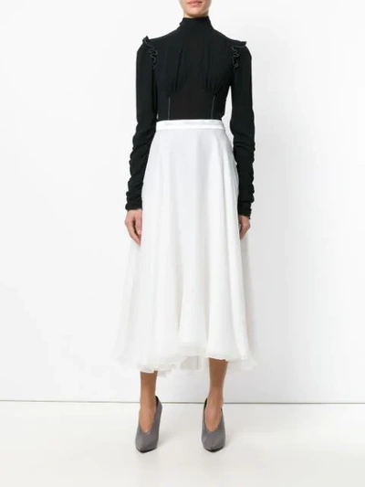 Shop Lanvin Satin Trim Skirt In White