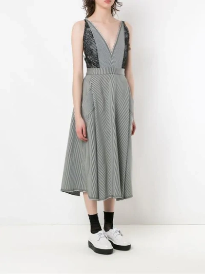 À LA GARÇONNE STRIPED MIDI DRESS - 黑色