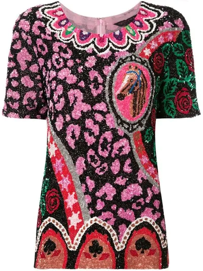 Shop Manish Arora Sequinned Shortsleeved Top In Multicolour