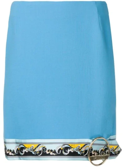 Shop Emilio Pucci Contrast Hemline Mini Skirt - Blue