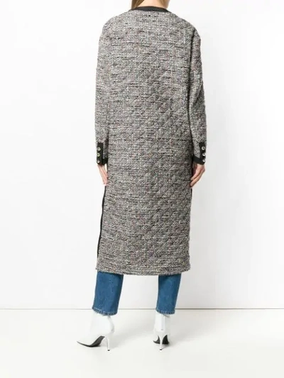 Shop Alessandra Rich Buttoned Up Coat - Grey