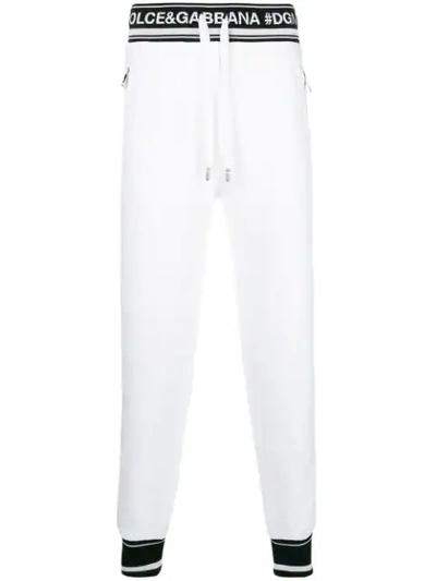 Shop Dolce & Gabbana Logo Piped Track Pants In White