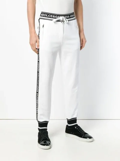 Shop Dolce & Gabbana Logo Piped Track Pants In White