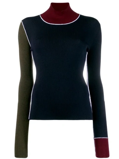 Shop Maison Margiela Turtle Neck Knitted Top In Blue