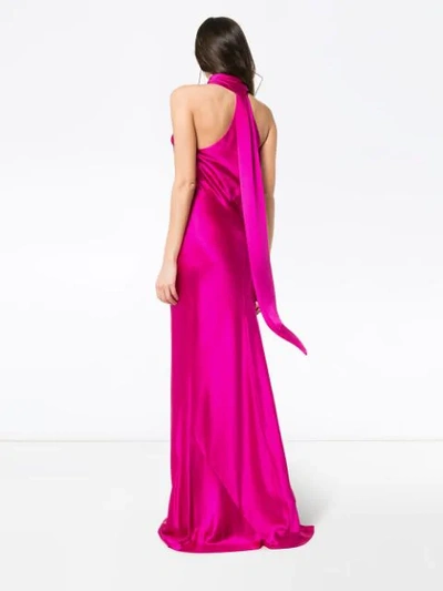 Shop Galvan Halterneck Maxi Dress In Pink
