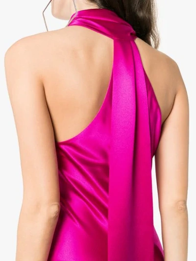 Shop Galvan Halterneck Maxi Dress In Pink