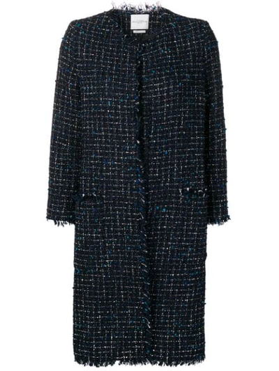 Shop Ballantyne Bouclé Tweed Midi Coat In Blue