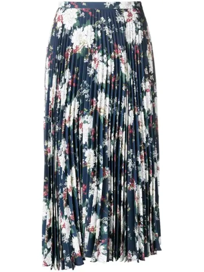 Shop Act N°1 Floral Pleated Skirt - Blue