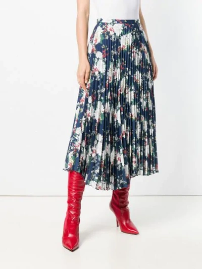 Shop Act N°1 Floral Pleated Skirt - Blue