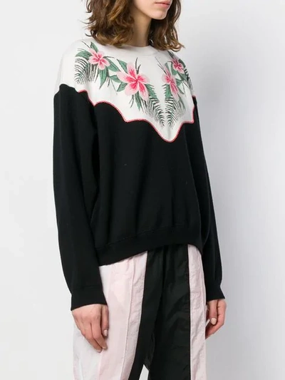 Shop Alanui Pullover Mit Blumenstickerei In 1088 Black