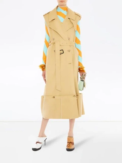 Shop Jw Anderson Fold Up Hem Sleeveless Trench Coat In Brown