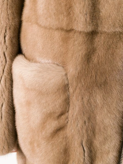 Shop Liska Zip Front Mink Coat In Brown