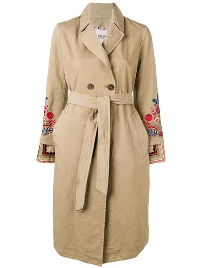 Shop Bazar Deluxe Embroidered Trench Coat In Neutrals