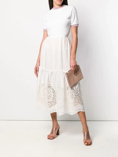 Shop Stella Mccartney Broderie Anglaise Skirt In Neutrals