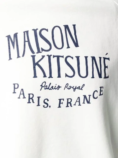 Shop Maison Kitsuné Logo Print Sweatshirt In White