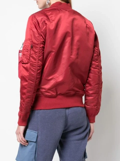 Shop Alpha Industries Reversible Bomber Jacket In Red