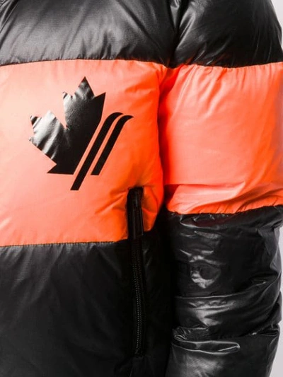 Shop Dsquared2 Maple Leaf Puffer Jacket In 961 Black Orange