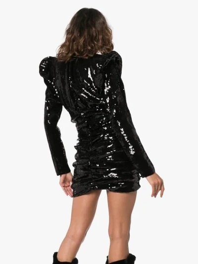 Shop Saint Laurent Sequin Embellished Lavallière Minidress In Black