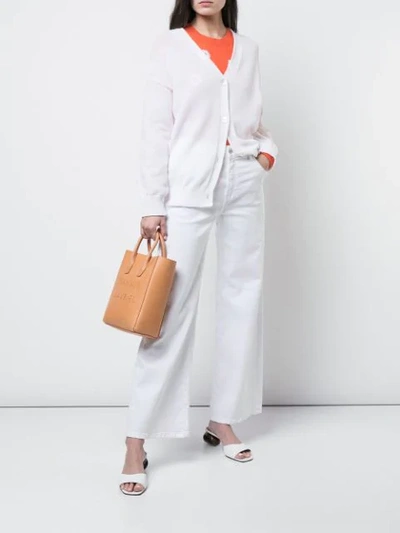 Shop Mansur Gavriel Long-sleeve Fitted Cardigan In White