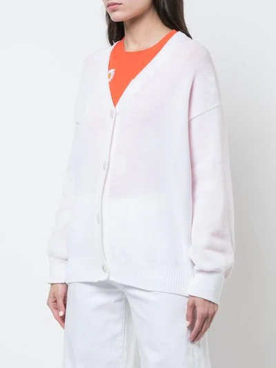 Shop Mansur Gavriel Long-sleeve Fitted Cardigan In White