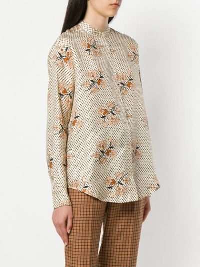 Shop Forte Forte Floral Band Collar Shirt In Neutrals