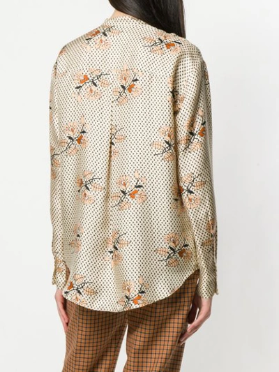 Shop Forte Forte Floral Band Collar Shirt In Neutrals