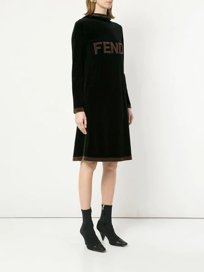 Pre-owned Fendi Long Sleeve Dress In Black