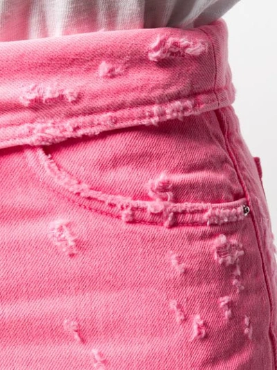 Shop Amiri Distressed Mini Skirt In Pink