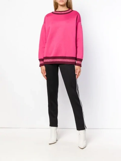 Shop Moncler Loose Fit Logo Sweatshirt In Pink