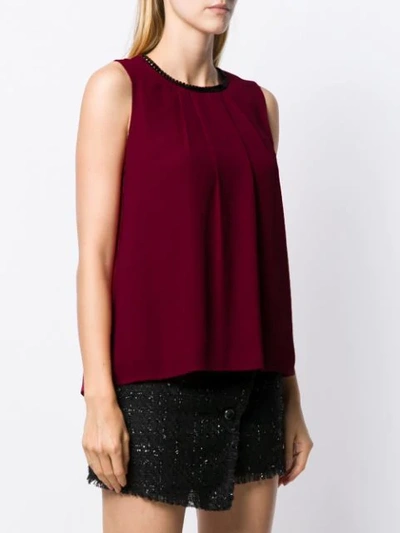 Shop Liu •jo Sleeveless Flared Top In Red